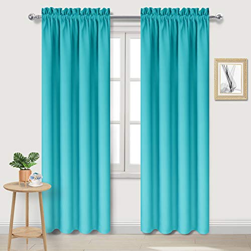 Blackout Curtains for Bedroom Living Room 38 x 84 Inch Long Turquoise (Turquoise / 38"W x 84"L (Pack of 2))