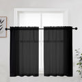 Short Black Sheer Curtains 36 Inches 2 Panels Set (Black / 42"W x 36"L (Pack of 2))