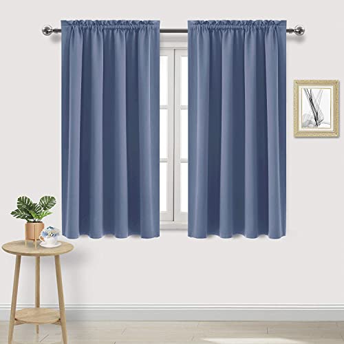 Blackout Curtains for Bedroom 52 x 45 Inch Long Dusty Blue 2 Panels (Dusty Blue / 52"W x 45"L (Pack of 2))