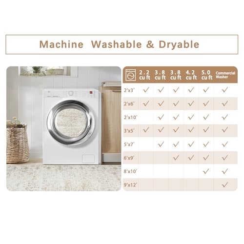 8x10 Washable Area Rugs for Living Room (8' x 10' (Rectangular) / Beige-golden)