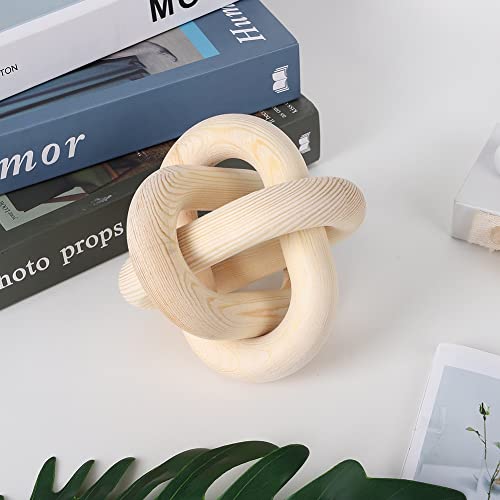 Wood Knot Decor Chain Link Modern Farmhouse Boho Coffee Table Accent (Natural)