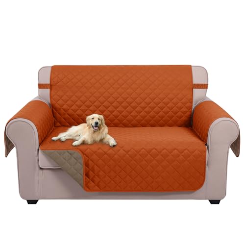 Loveseat Sofa Cover for 2 Cushion Couch (Orange/Taupe / 45''loveseat-small)
