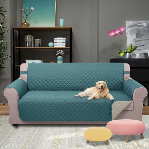 4 Seater Sofa Cover 91''Large Couch Cover (Blue/Beige / 91''sofa Xxl - Xxl Large)