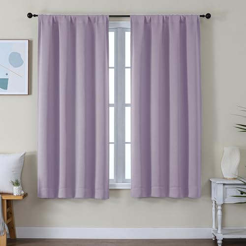 Ava Lilac Blackout Curtains for Bedroom 63 Inch Length 2 Panels Set (Lilac / 40"W x 63"L (Pack of 2))
