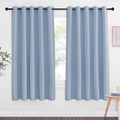 66 Inch Long Blackout Curtains for Bedroom Living Room (Vintage Blue / 66"W x 66"L (Pack of 1))