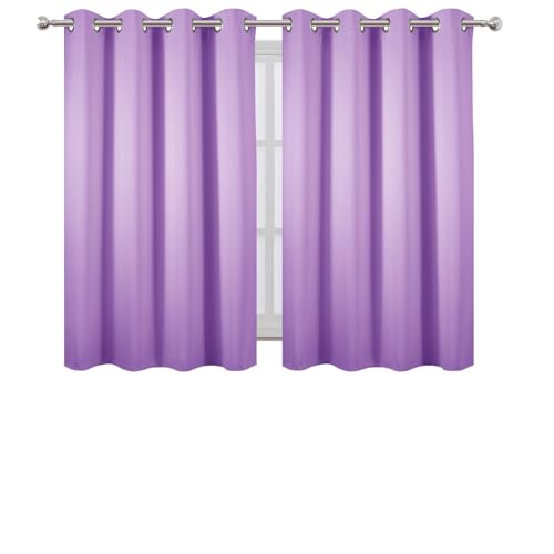 Blackout Curtains 66 x 54 Inch Long Lavender Curtains Set of 2 Panels Room Darkening Curtains for Bedroom and Living Room (Lavender / 66"W x 54"L (Pack of 2))