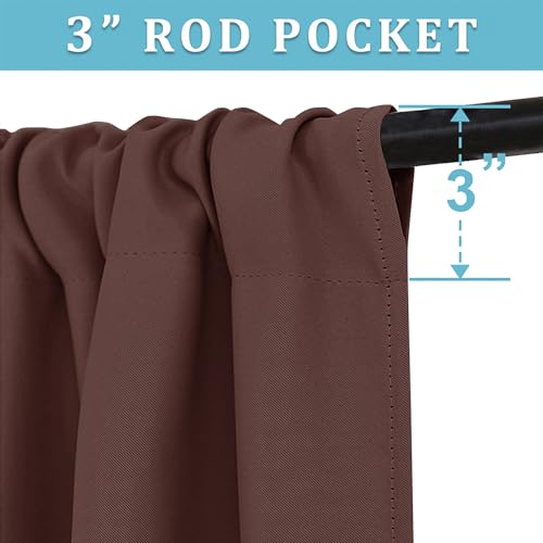 Blackout Curtains for Bedroom Living Room Nursery 63 inches Long (Chocolate Brown / 42"W x 63"L (Pack of 2))