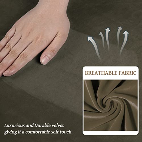 4 Piece Couch Cover for Sofa Velvet Sofa Cover Washable (Large / Light Brown)