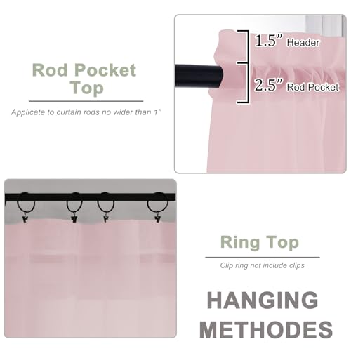 Sheer Curtains 84 Inches Long 2 Panels Set (Blush / 59"W x 84"L (Pack of 2))