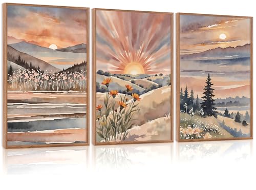 Boho Sun Canvas Wall Art Set (Watercolor / 16"L x 24"W)