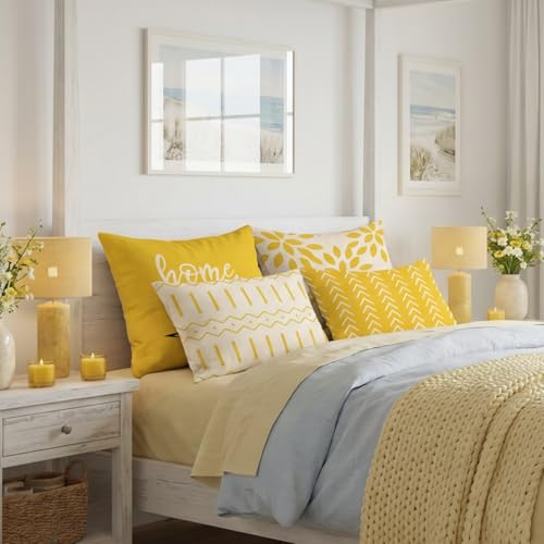 Pillow Covers 18x18 Set of 4 (A-yellow / 18" x 18" (Pack of 4))