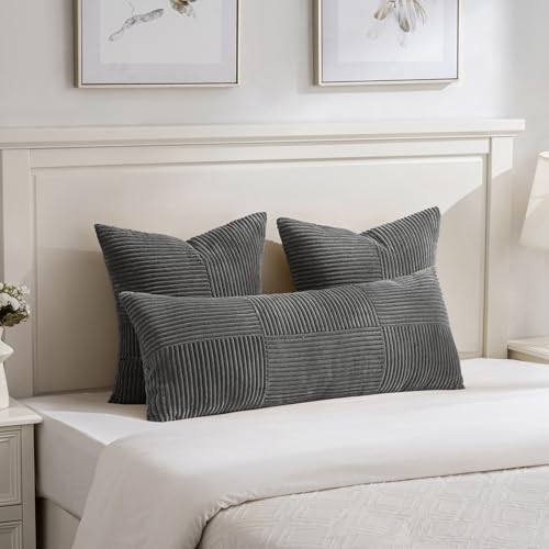 2 Packs Dark Gray Decorative Throw Pillow Covers 18x18 Inch for Living Room Couch Sofa (Dark Gray / 18" x 18" (Pack of 2))