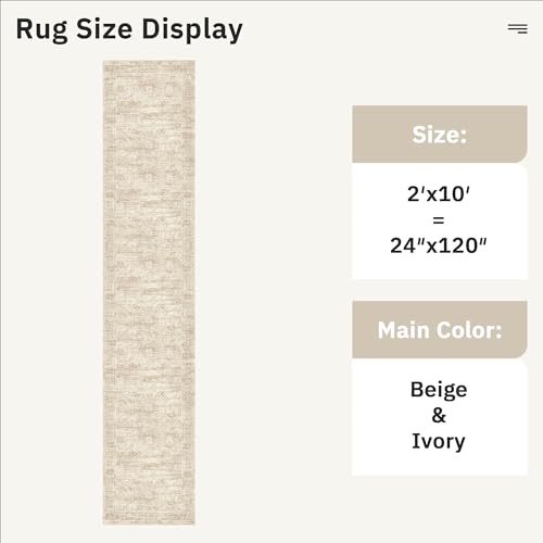 Runner Rug 2x10 Washable Non (Beige / 2' x 10' (Runner))