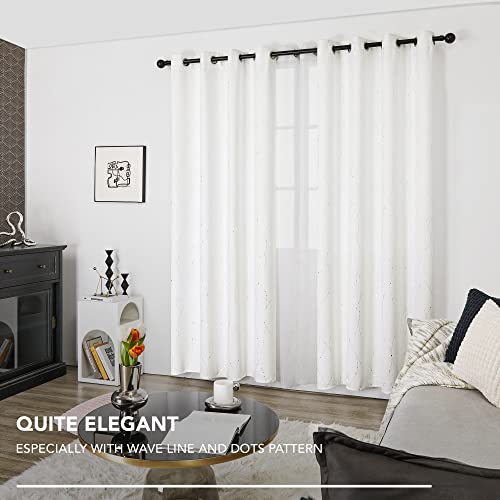 Living Room Curtains 63 Inches Long (Pure White/Wave Dots / 52"W x 63"L (Pack of 2))