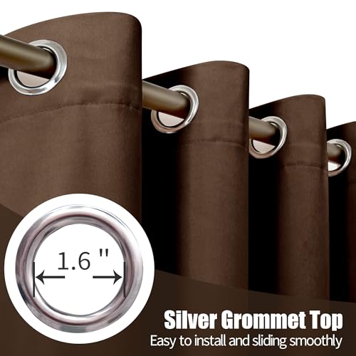 Brown Velvet Curtains 84 Inch Length Living Room Blackout Drapes (Brown / 52"W x 84"L (Pack of 2))