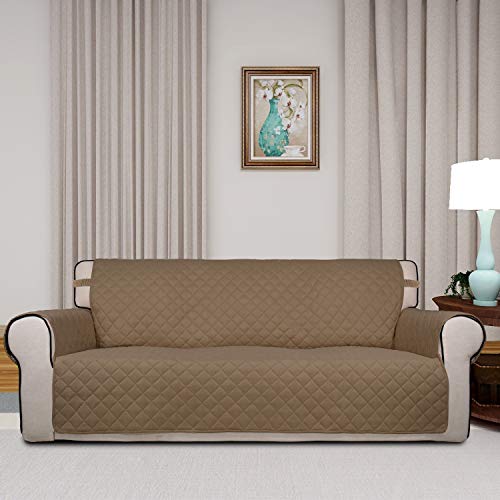 Reversible Quilted Sofa Cover (X-Large / Camel/Ivory)