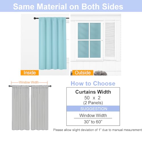 Aqua Blackout Curtains for Bedroom 96 Inches Long 2 Panels (Aqua / 50"W x 96"L (Pack of 2))