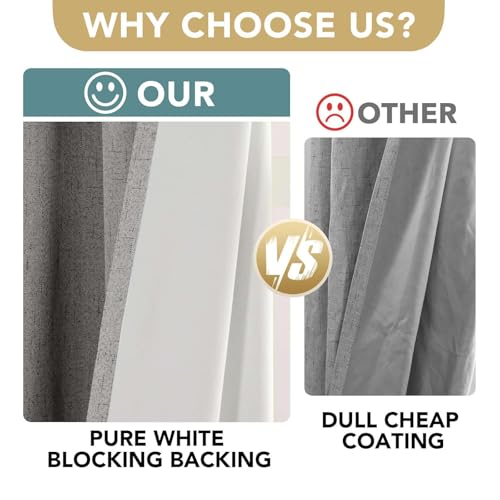 100% Blackout Linen Curtains 90" L 2 Panels Dove Gray (Dove Gray / 52"W x 90"L (Pack of 2))