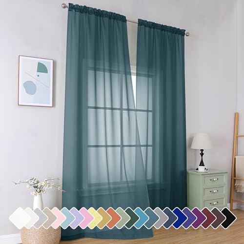 Dusty Blue Sheer Curtains 96 Inches Long (Dusty Blue / 42"W x 96"L (Pack of 2))