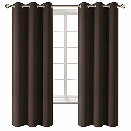 Brown Blackout Curtains for Bedroom 63 Inch Long (Brown / 42"W x 63"L (Pack of 2))