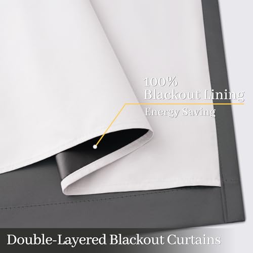 Charcoal Grey 100% Blackout Curtains 63 Inches Long 50" Wide 2 Panel (50"W x 63"L (Pack of 2) / Charcoal Grey With White Backing)