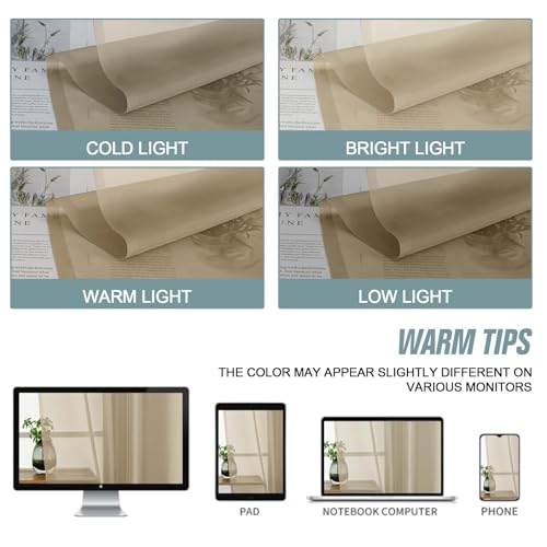 Taupe Small Sheer Curtains 2 Panels Set (42"W x 36"L (Pack of 2) / Taupe)