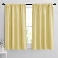 Small Window Curtains 45 inches Length for Kitchen Cafe Bathroom (Light Yellow / 42"W x 45"L (Pack of 2))