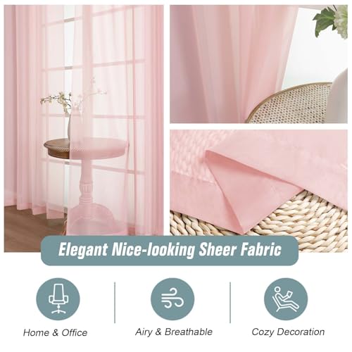 Blush Pink Window Sheer Curtains 45 Inches Length (42"W x 45"L (Pack of 2) / Blush Pink)