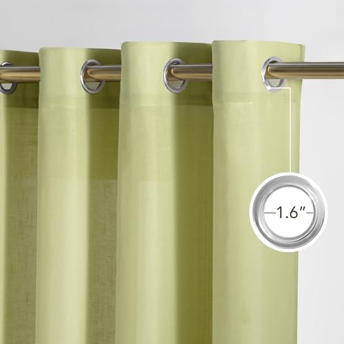 Fresh Green Linen Farmhouse Curtains 96 inches Long (Fresh Green / 55"W x 96"L (Pack of 2))