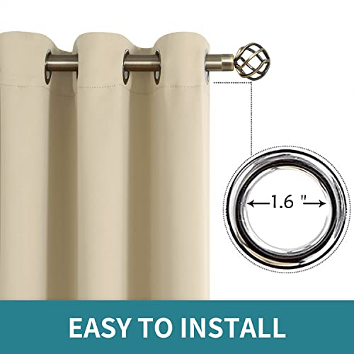 Beige Room Darkening Long Curtains for Living Room (Beige / 52"W x 108"L (Pack of 2))