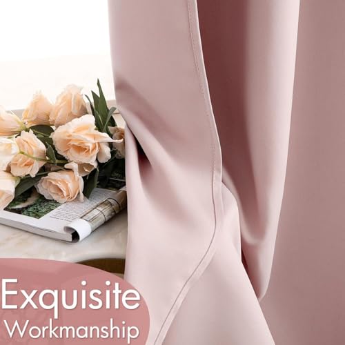 Light Pink Blackout Bedroom Curtains Drapes 90 Inch Long 52"x90" (Light Pink / 52"W x 90"L (Pack of 2))