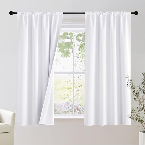 Bedroom 100% Blackout Curtains (Snow White / 34"W x 40"L (Pack of 2))