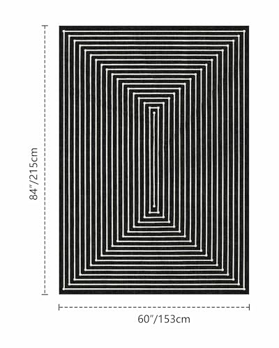 Washable 6x9 Area Rugs for Living Room Modern Abstract Rug (Indigo Black / 6' x 9' (Rectangular))