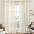 Extra Wide Linen Curtains for Bedroom Living Room 60 x 84 Inch (Natural / 60"W x 84"L (Pack of 2))
