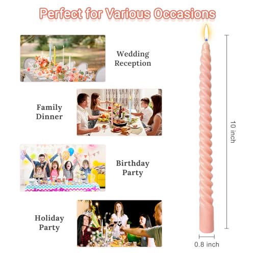 10 Inch Cream Spiral Taper Candles for Home Decoration (Candy)