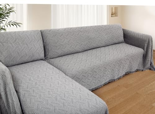 2 Piece Sectional Couch Cover for L Shape Sofa Light Grey L (Light Grey / Large)