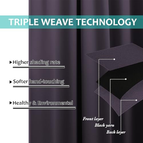Full Shading Curtains for Windows (Greyish Purple / 52"W x 95"L (Pack of 2))