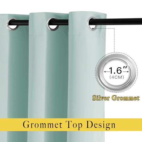 Room Darkening 108 inches Long Curtains for Living Room (Aqua Blue / 52"W x 108"L (Pack of 2))