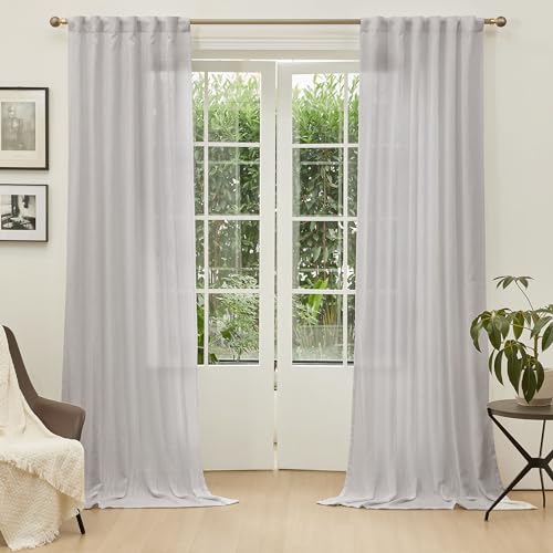Floor Length Curtains Long Panels (50"W x 95"L (Pack of 2) / Light Grey)