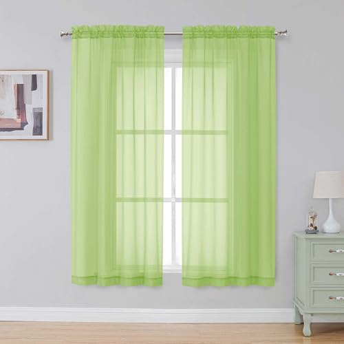 Lime Sheer Curtains 63 Inch Length 2 Panels (Lime / 42"W x 63"L (Pack of 2))