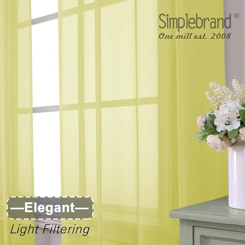 Lemon Sheer Curtains 96 Inches Long 2 Panels Light Filtering (Lemon / 42"W x 96"L (Pack of 2))