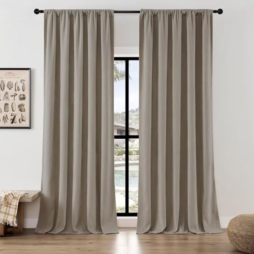 Light Filtering Curtains 108 Inch Length for Bedroom (Thick Linen / 52"W x 108"L (Pack of 1))