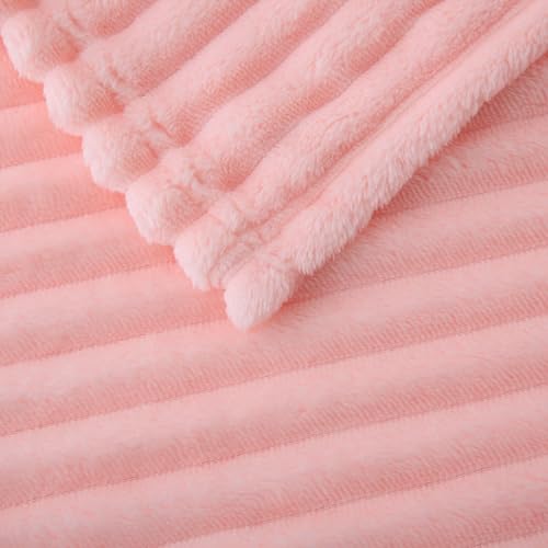 Light Pink Fleece Throw Blanket 50”×70” for Couch Sofa Livingroom (Light Pink / 50×70inch)