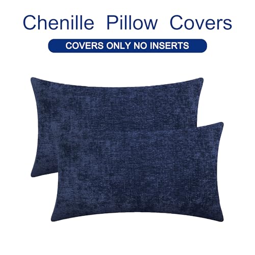 Decorative Couch Throw Pillow Covers 26 X 16 Inches Navy Blue (26" x 16" (Pack of 2) / Navy Blue)