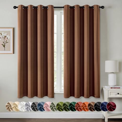 Blackout Curtains for Bedroom 2 Panels 50 x 63 Inch Cappuccino Brown (Cappuccino Brown / 50"W x 63"L (Pack of 2))