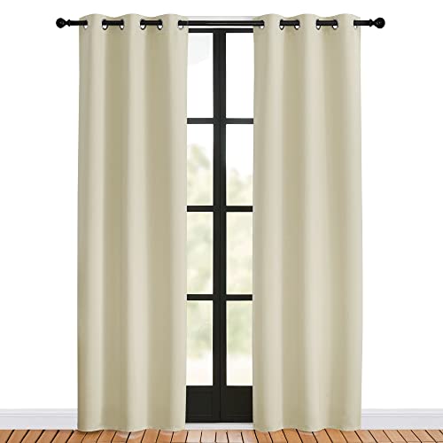 Blackout Beige Curtains 80 inch Long for Bedroom (Beige / 34"W x 80"L (Pack of 2))