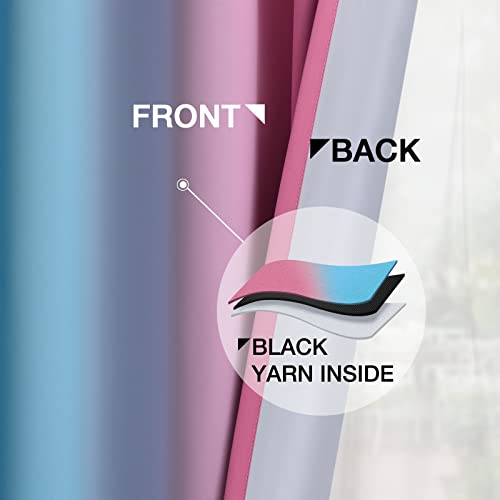 Ombre Pink and Blue Curtains for Bedroom (52"W x 72"L (Pack of 2) / Pink and Blue)