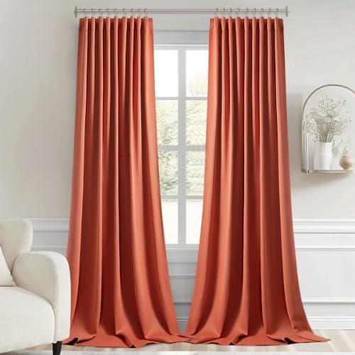 Fall Burnt Orange Back Tab Blackout Curtains 52"x120" Length 2 Panel (Burnt Orange / 52"W x 120"L (Pack of 2))