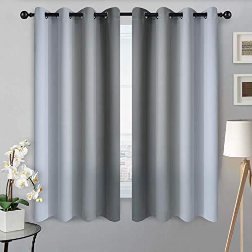 Ombre Grey to Grey White Curtains for Living Room 52Wx63L (52"W x 63"L (Pack of 2) / Grey)