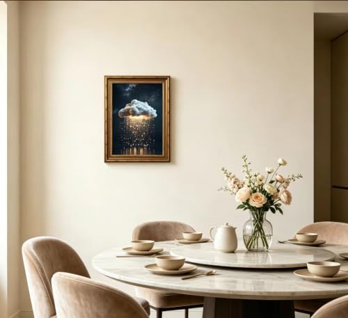 Vintage Gold Framed Moody Cloud Wall Art (cloud / 11"LX9"W)
